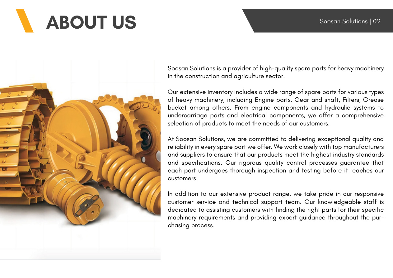 Soosan Solutions heavy equipment parts